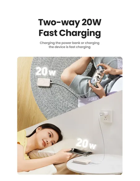 Ugreen 25208 batería externa 10000 mAh Cargador inalámbrico Beige