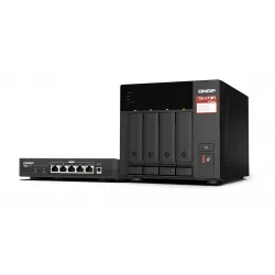 QNAP TS-473A + QSW-1105-5T Bundle Pack NAS Torre Ethernet Negro V1500B