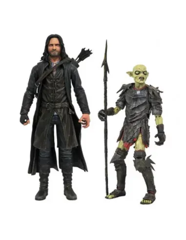 Surtido de figuras diamond collection el señor de los anillos series deluxe action aragorn y orco de moria (6)