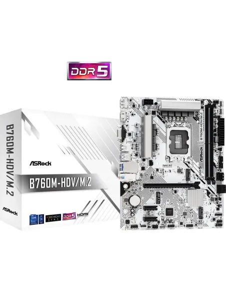 Placa base asrock b760m - hdv m.2 1700 matx -  2x ddr5