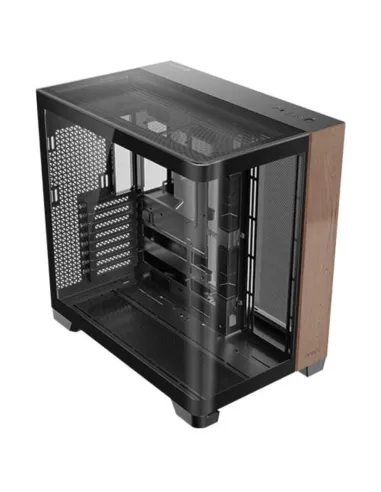 Caja ordenador gaming antec c8 curve wood atx vidrio negro