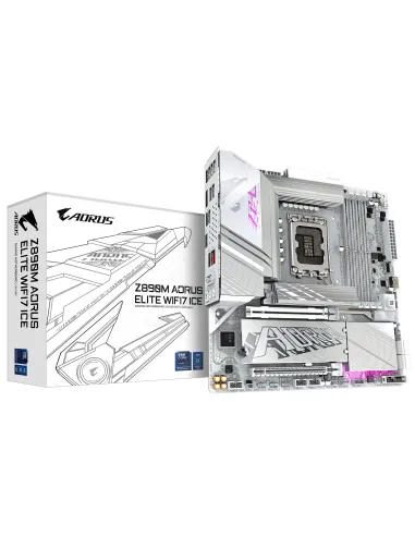 GIGABYTE Placa base Z890M AORUS ELITE WIFI7 ICE - Compatible con CPUs Intel Core Ultra (Serie 2), VRM de 12+1+2 fases, hasta