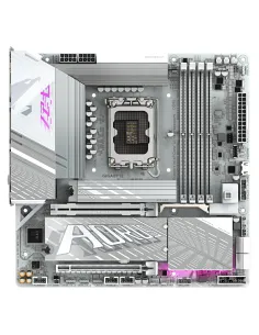 GIGABYTE Placa base Z890M AORUS ELITE WIFI7 ICE - Compatible con CPUs Intel Core Ultra (Serie 2), VRM de 12+1+2 fases, hasta 2