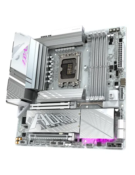 GIGABYTE Placa base Z890M AORUS ELITE WIFI7 ICE - Compatible con CPUs Intel Core Ultra (Serie 2), VRM de 12+1+2 fases, hasta