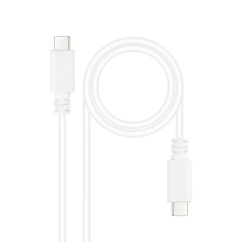 Nanocable Cable USB 2.0 3A, tipo USB-C M-USB-C M, Blanco, 1 m