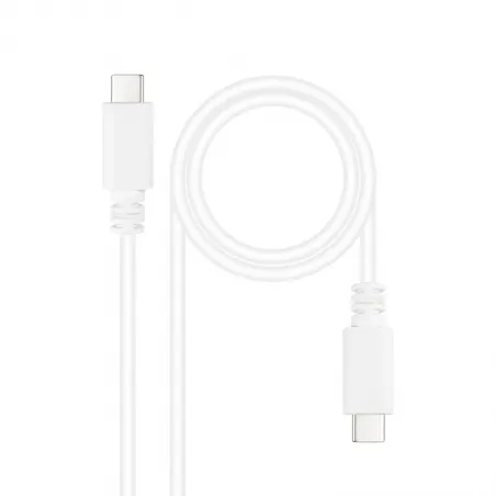 Nanocable Cable USB 2.0 3A, tipo USB-C M-USB-C M, Blanco, 1 m