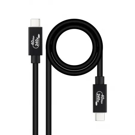 Nanocable Cable USB 4 Gen 3x2 40Gbps 5A 240W, USB-C M-USB-C M, Negro, 1 m
