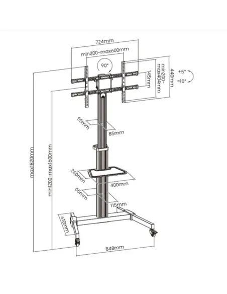 Equip 650630 soporte para TV 2,18 m (86") Plata