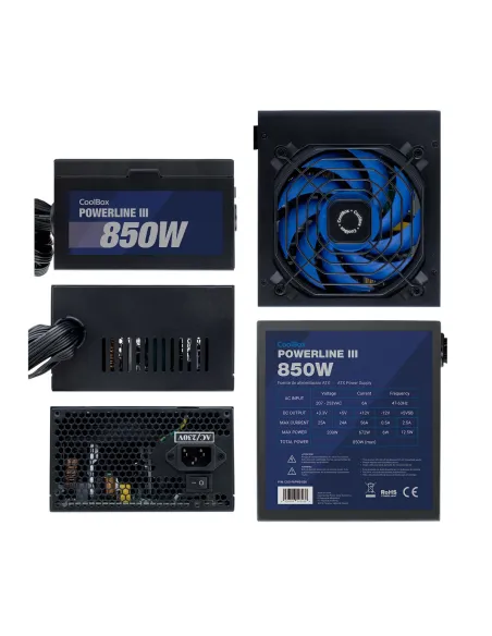 CoolBox Powerline III 850 unidad de fuente de alimentación 850 W 20+4 pin ATX ATX Negro