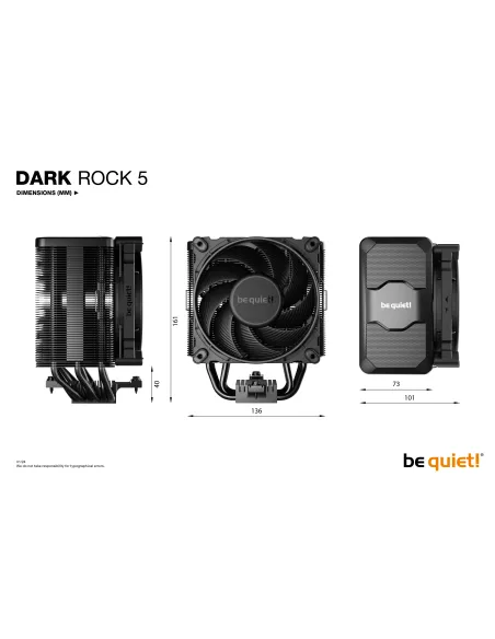 be quiet! DARK ROCK 5 Procesador Refrigerador de aire 12 cm Negro 1 pieza(s)