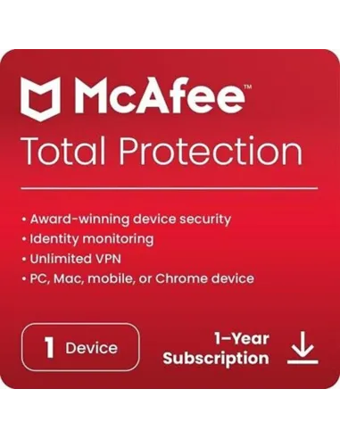 Antivirus mcafee total proteccion 1 dispositivo 1 año esd (descarga directa)