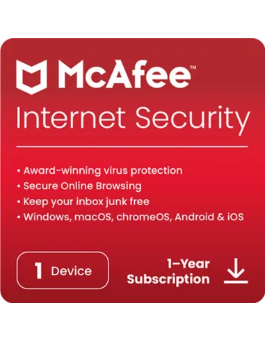 Antivirus mcafee internet security 1 dispositivo 1 año esd (descarga directa)