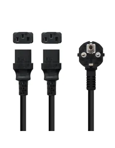 Nanocable Cable de Alimentación CEE7 M a 2xC13 H, Negro, 1.8 m 2