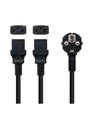 Nanocable Cable de Alimentación CEE7 M a 2xC13 H, Negro, 1.8 m