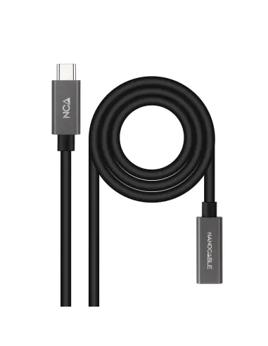 Nanocable Cable Prolongador USB-C 3.2 Gen2x2 20Gbps 3A, 4K 60Hz, USB-C M-USB-C H, Negro, 0.5 m