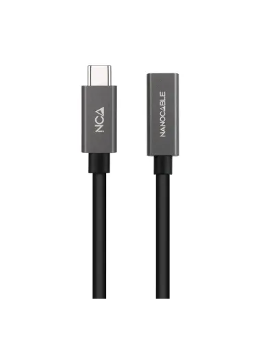 Nanocable Cable Prolongador USB-C 3.2 Gen2x2 20Gbps 3A, 4K 60Hz, USB-C M-USB-C H, Negro, 0.5 m