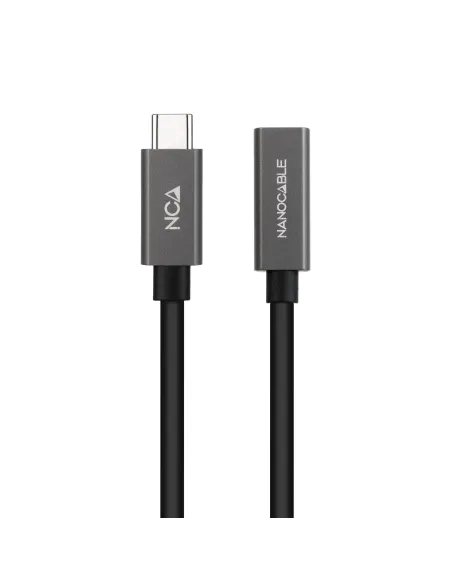 Nanocable Cable Prolongador USB-C 3.2 Gen2x2 20Gbps 3A, 4K 60Hz, USB-C M-USB-C H, Negro, 0.5 m