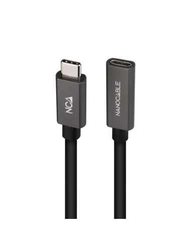 Nanocable Cable Prolongador USB-C 3.2 Gen2x2 20Gbps 3A, 4K 60Hz, USB-C M-USB-C H, Negro, 0.5 m