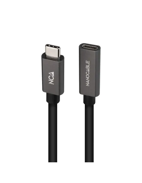 Nanocable Cable Prolongador USB-C 3.2 Gen2x2 20Gbps 3A, 4K 60Hz, USB-C M-USB-C H, Negro, 0.5 m