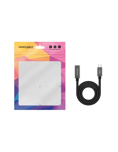Nanocable Cable Prolongador USB-C 3.2 Gen2x2 20Gbps 3A, 4K 60Hz, USB-C M-USB-C H, Negro, 0.5 m