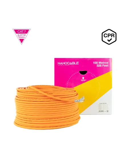 Nanocable Cable de Red CAT.7 LSZH SFTP PIMF AWG23, Naranja, 100 m