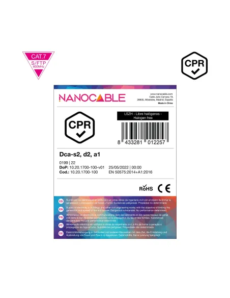 Nanocable Cable de Red CAT.7 LSZH SFTP PIMF AWG23, Naranja, 100 m