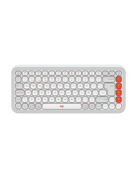 Teclado logitech pop icon keys inalambrico blanco - naranja