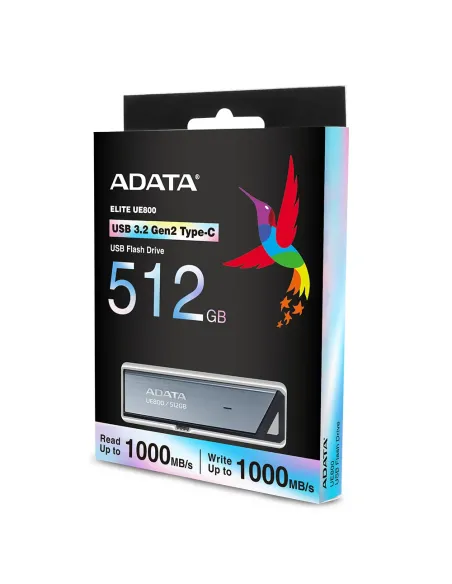 ADATA UE800 unidad flash USB 512 GB USB Tipo C 3.2 Gen 2 (3.1 Gen 2) Plata