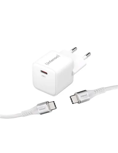 Cargador pared intenso gan w30c usb tipo c blanco + cable usb tipo c