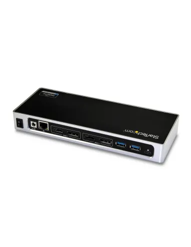StarTech.com Dock USB-C y USB-A - Docking Station para 2 Monitores DisplayPort y HDMI de 4K 60Hz - Replicador de Puertos USB