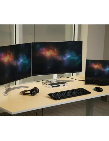 StarTech.com Dock USB-C y USB-A - Docking Station para 2 Monitores DisplayPort y HDMI de 4K 60Hz - Replicador de Puertos USB
