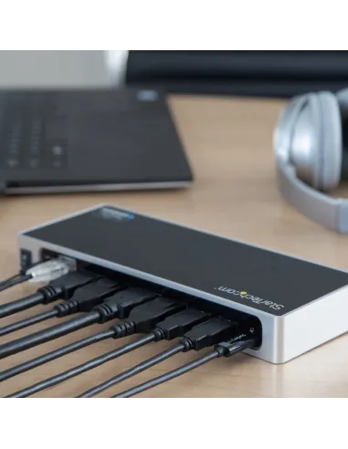 StarTech.com Dock USB-C y USB-A - Docking Station para 2 Monitores DisplayPort y HDMI de 4K 60Hz - Replicador de Puertos USB