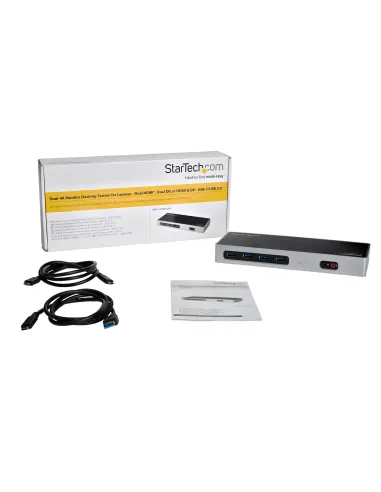 StarTech.com Dock USB-C y USB-A - Docking Station para 2 Monitores DisplayPort y HDMI de 4K 60Hz - Replicador de Puertos USB