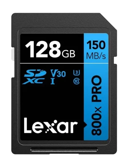 LEXAR 128GB PROFESSIONAL 800X PRO SDXC UHS-I CARDS,  UP TO 150MB/S READ 45MB/S WRITE C10 V30 U3