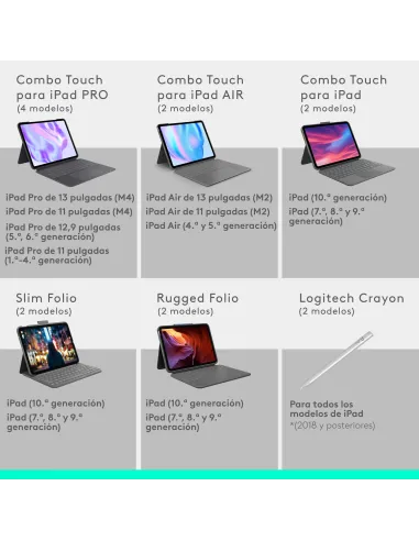 Logitech Combo Touch, Funda con Teclado, iPad Pro 11 Pulgadas (M4)(2024) - Teclado retroiluminado extraíble con Soporte