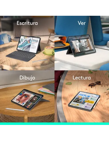 Logitech Combo Touch, Funda con Teclado, iPad Pro 11 Pulgadas (M4)(2024) - Teclado retroiluminado extraíble con Soporte