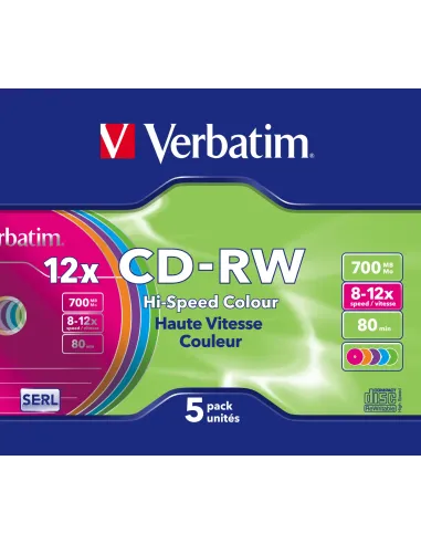 Verbatim CD-RW Colour 12x 700 MB 5 pieza(s)