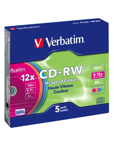 Verbatim CD-RW Colour 12x 700 MB 5 pieza(s)