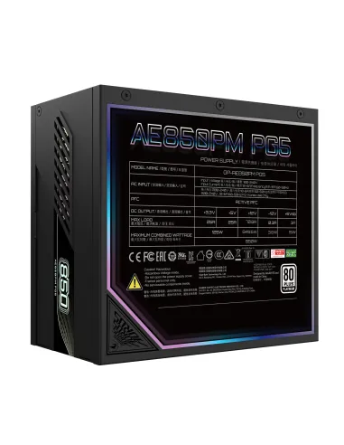 GIGABYTE AORUS ELITE P850W Fuente de Alimentación - PCIe 5.0, 80 PLUS Platinum, Diseño completamente modular, Ventilador de 120