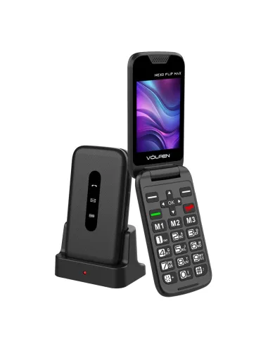 Telefono movil volfen nexo flip max tipo concha negro base de carga