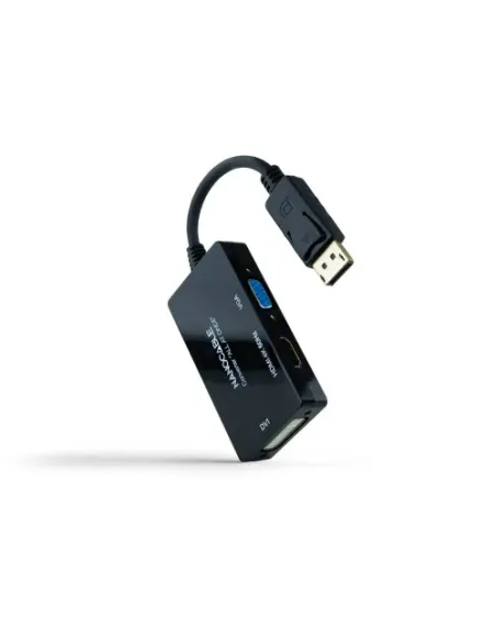 Nanocable Conversor DISPLAYPORT a HDMI/DVI/VGA, 20 cm, Negro