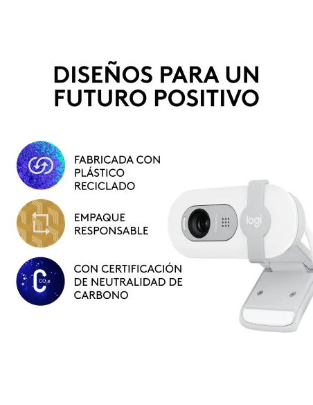 Logitech Brio 100 cámara web 2 MP 1920 x 1080 Pixeles USB Blanco