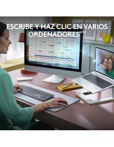 Logitech MK950 Signature Slim, teclado y ratón inalámbricos, diseño elegante, escritura y clics discretos, uso alternante de 3