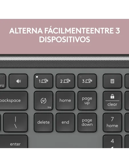 Logitech MK950 Signature Slim, teclado y ratón inalámbricos, diseño elegante, escritura y clics discretos, uso alternante de 3