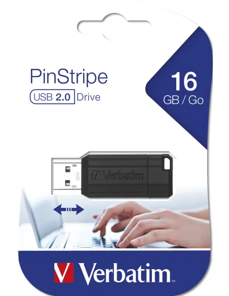 Verbatim PinStripe - Unidad USB de 16 GB - Negro